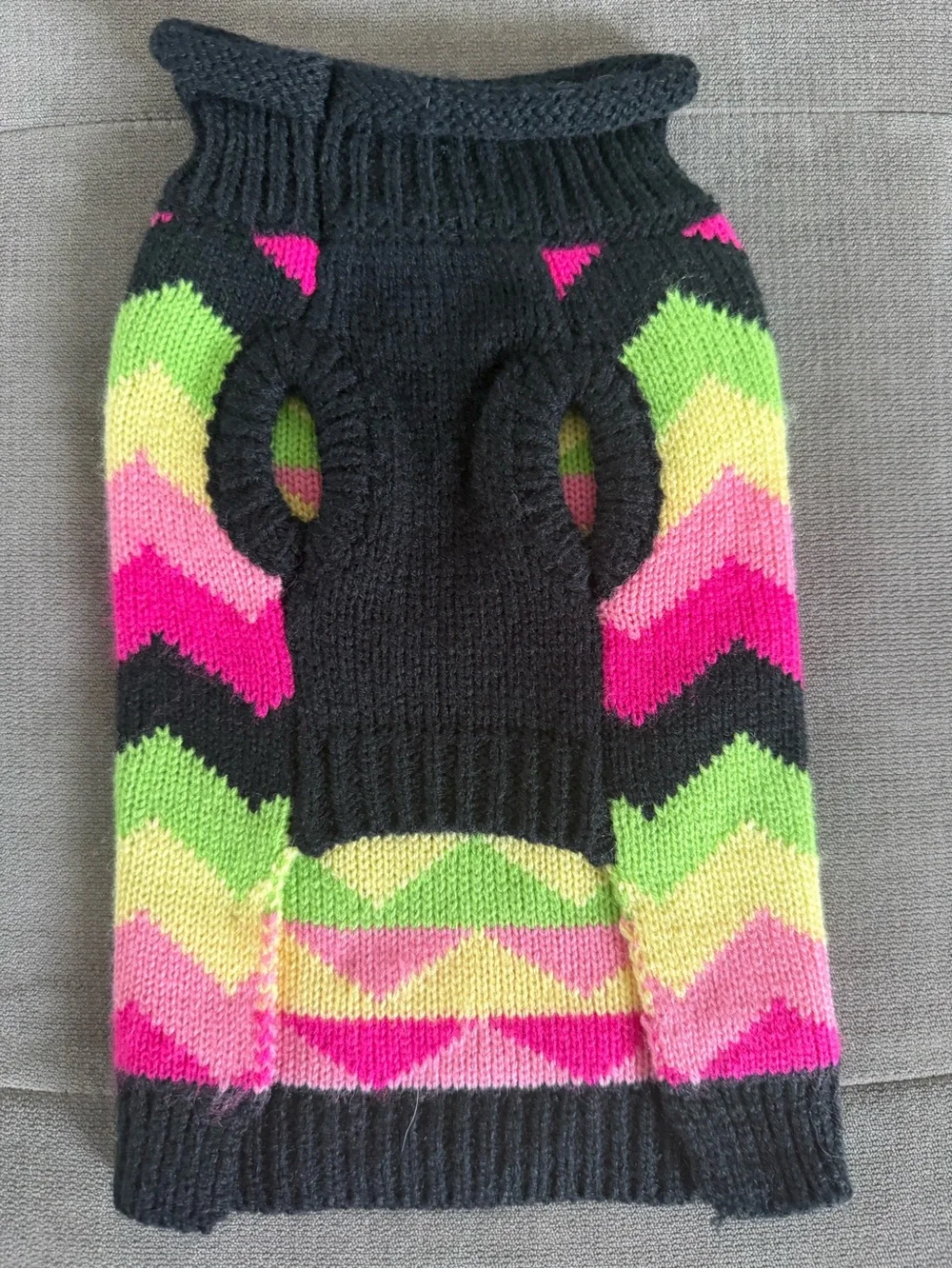 XS Dog Sweater Bundle - Black Worthy Dog Chevron and Pink Patchwork Patterns